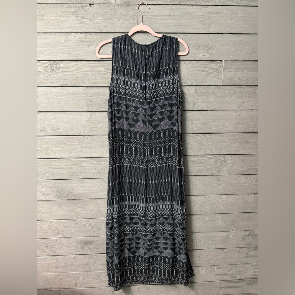 H&M Black White Beaded Top Boho Print Maxi Dress Sz 8 Summer Vacation Resort - Picture 6 of 11